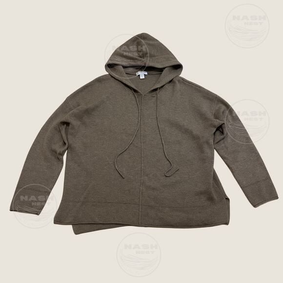 Lattelier Wool Blend Hoodie Sweater Large | Taupe Brown, Minimalist Capsule - Picture 1 of 9